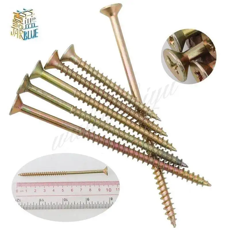 10pcs M5xL High-Strength Zinc Color Self-Tapping Screws for Gypsum Board Dry Wall Nails 50 60 70 80 90 100 Length Options