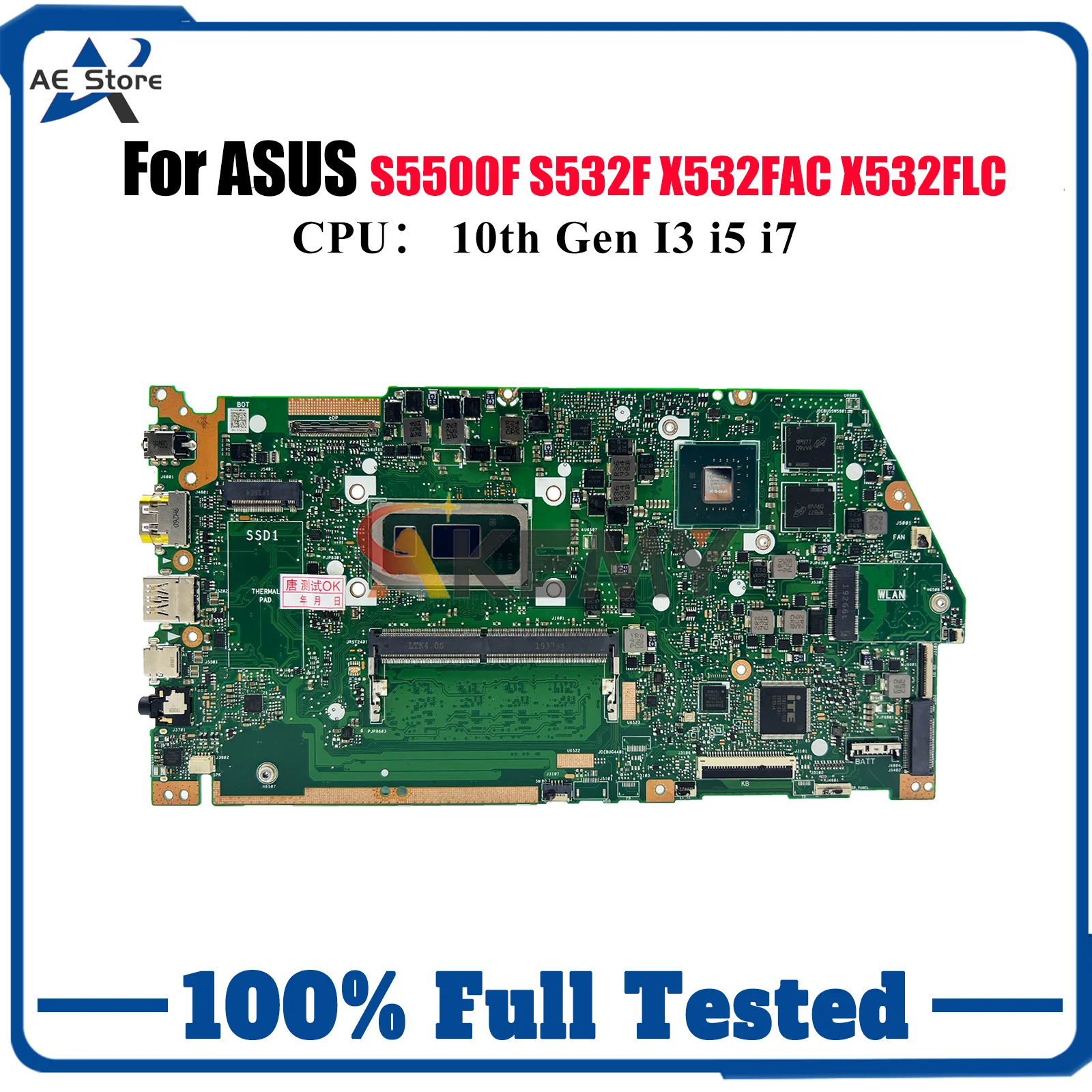 

X532FL Laptop Motherboard For ASUS S5500F K532F K531F X532FAC V531F S532F X532F X532FLC S531F V532F Mainboard 10th Gen I3 i5 i7