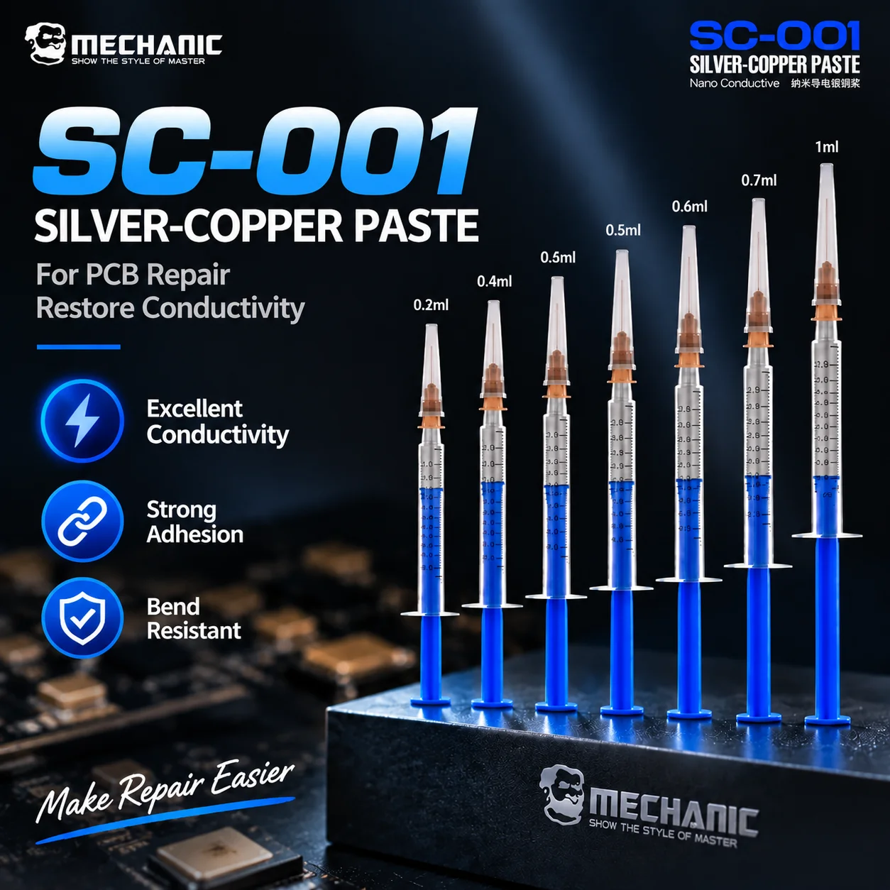 MECHANIC SC-001 Nano Silver Copper Conductive Paste Excellent Conductivity For Phone Screen FPC Circuit Repair
