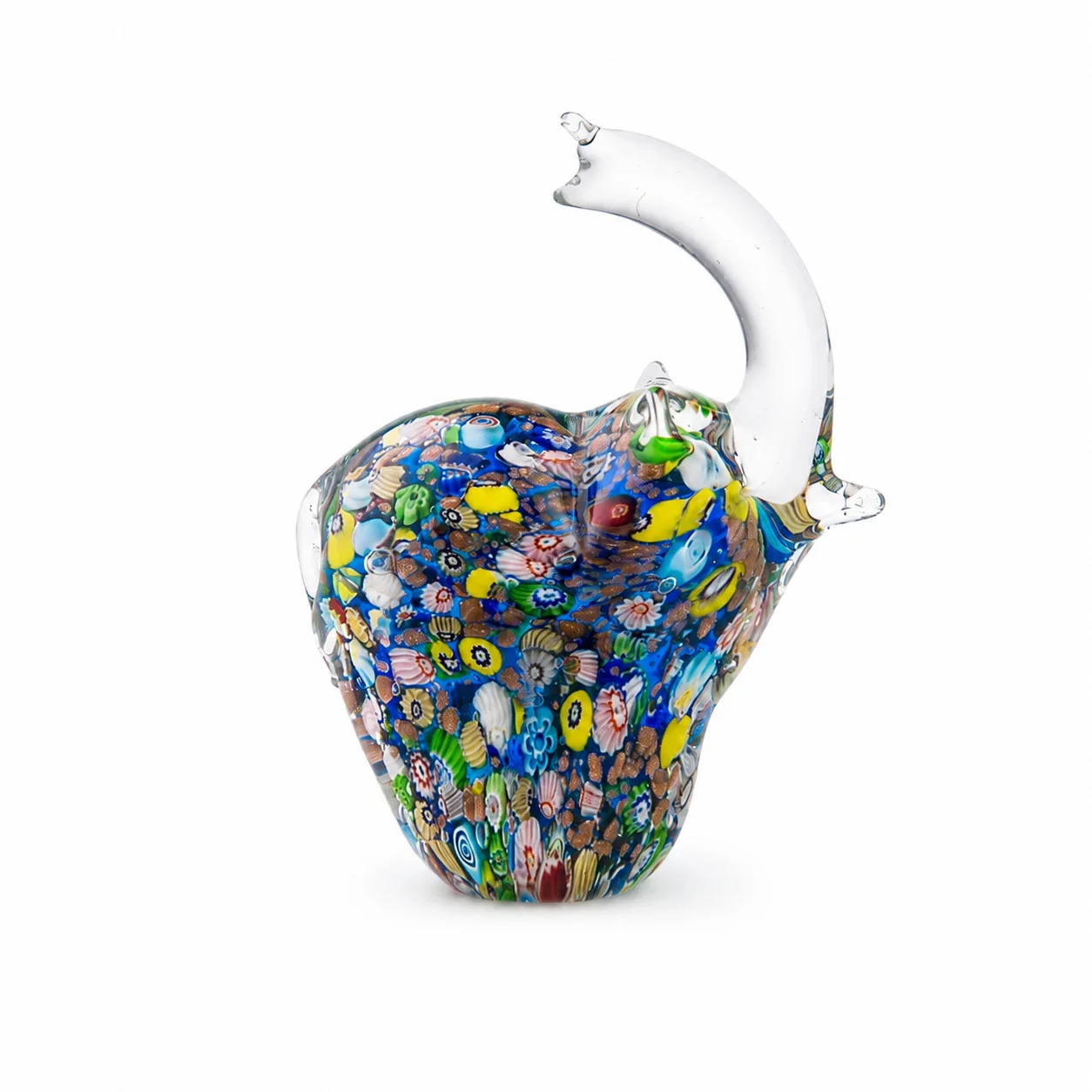Handmade glazed elephant ornaments with ten thousand flowers colorful glass animal decorations home desktop creative gifts