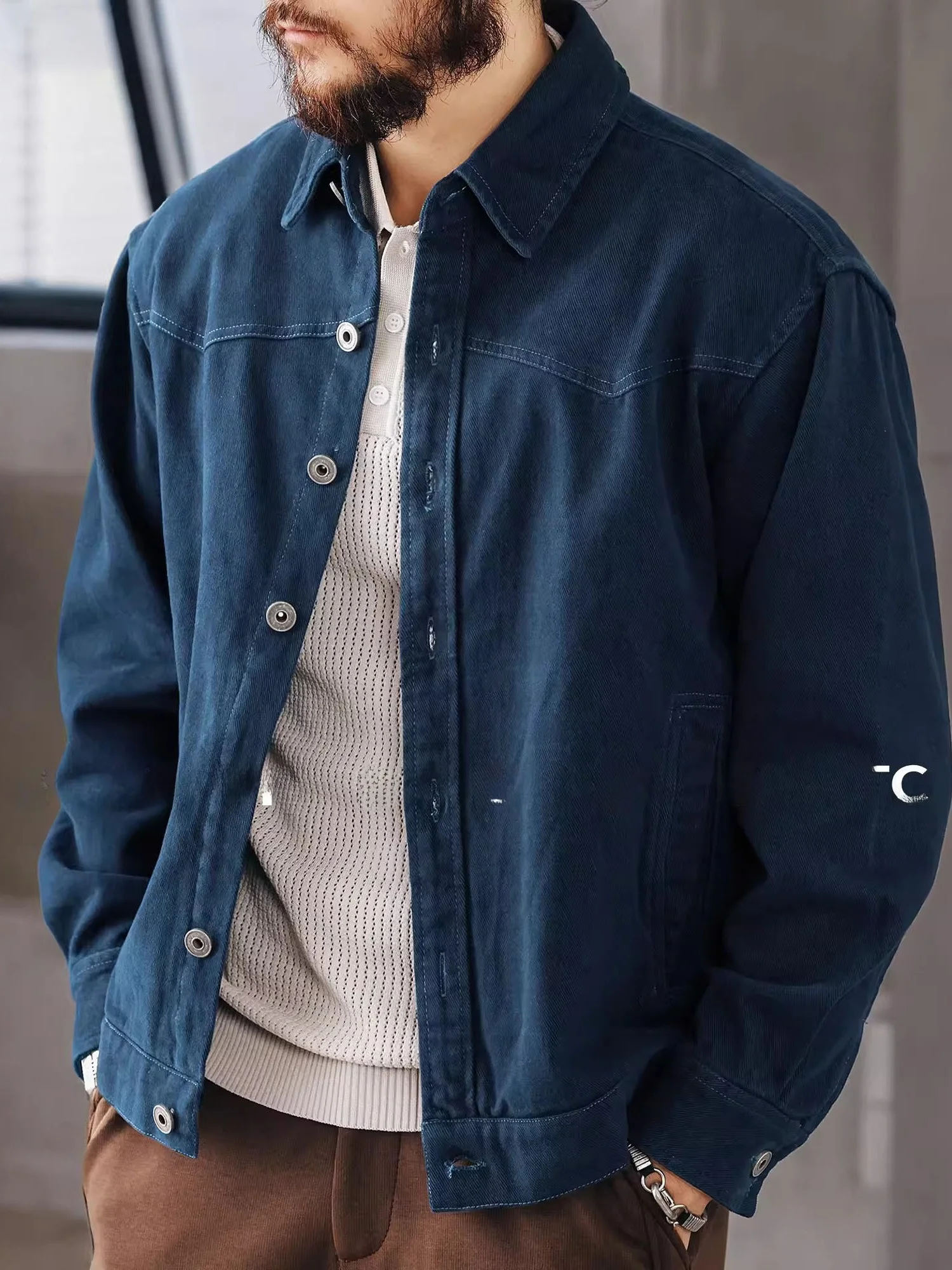 

Мужская демисезонная куртка в американском ретро-стиле, свободного кроя, из хлопка, с карманами, повседневная, для работы