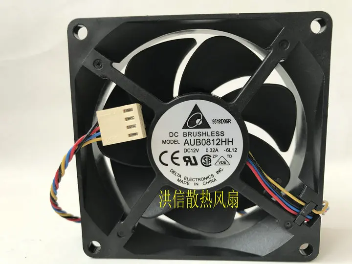 Freight free original Delta 8025 AUB0812H DC12V 0.32A 4-wire temperature controlled CPU chassis cooling fan