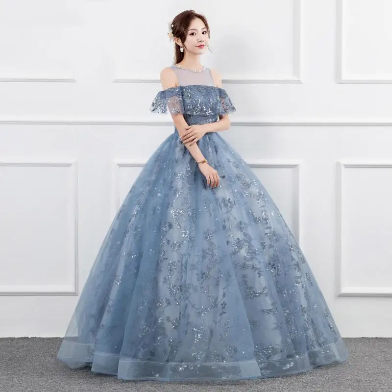 New Classic Off The Shoulder Quinceanera Dresses Delicate Elegant Sequins Ball Gown Prom Bling Illusion Vestidos De Debutante