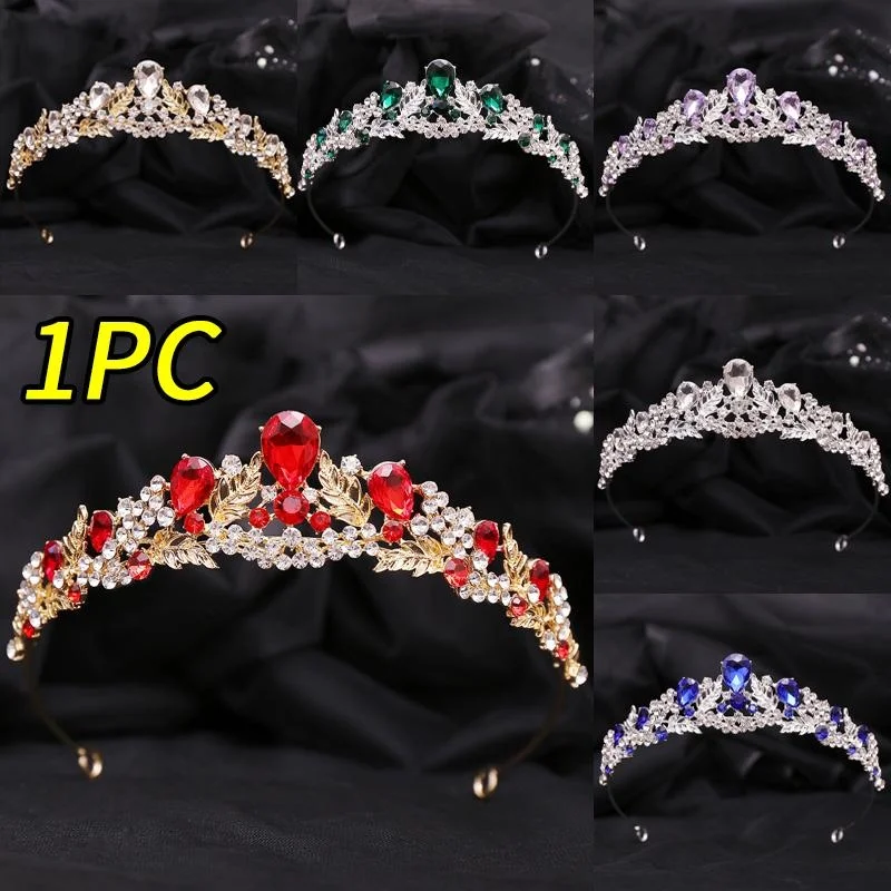 Rhinestone Bridal Headwear Alloy Leaf Small Crown Wedding Accessories