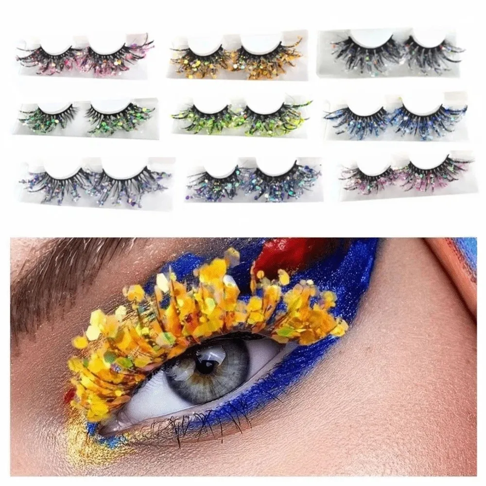 Dramatic 25mm Faux Mink Wispy Lashes Luminous Fluffy False Eyelashes Extension 3D Mink Soft Fluorescent Lashes NightClub Party