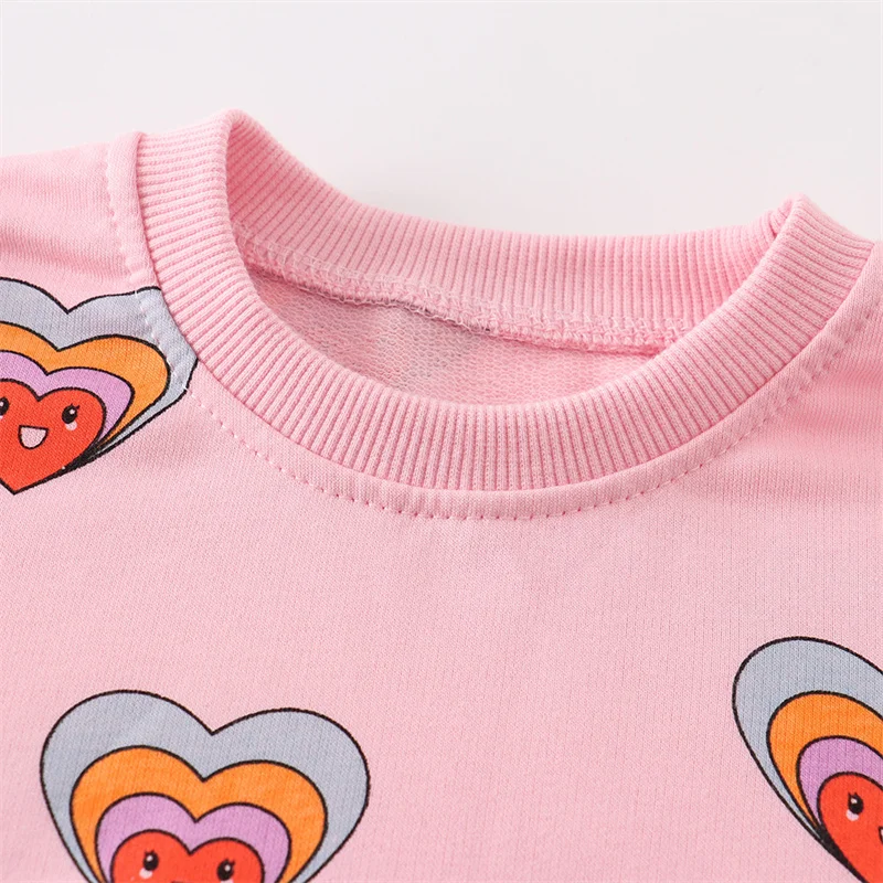 All Printed Girls Sweatshirts 2-7T Long Sleeve Hooded Shirts Hearts Autumn Spring Children's Clothing Hot Selling Costume