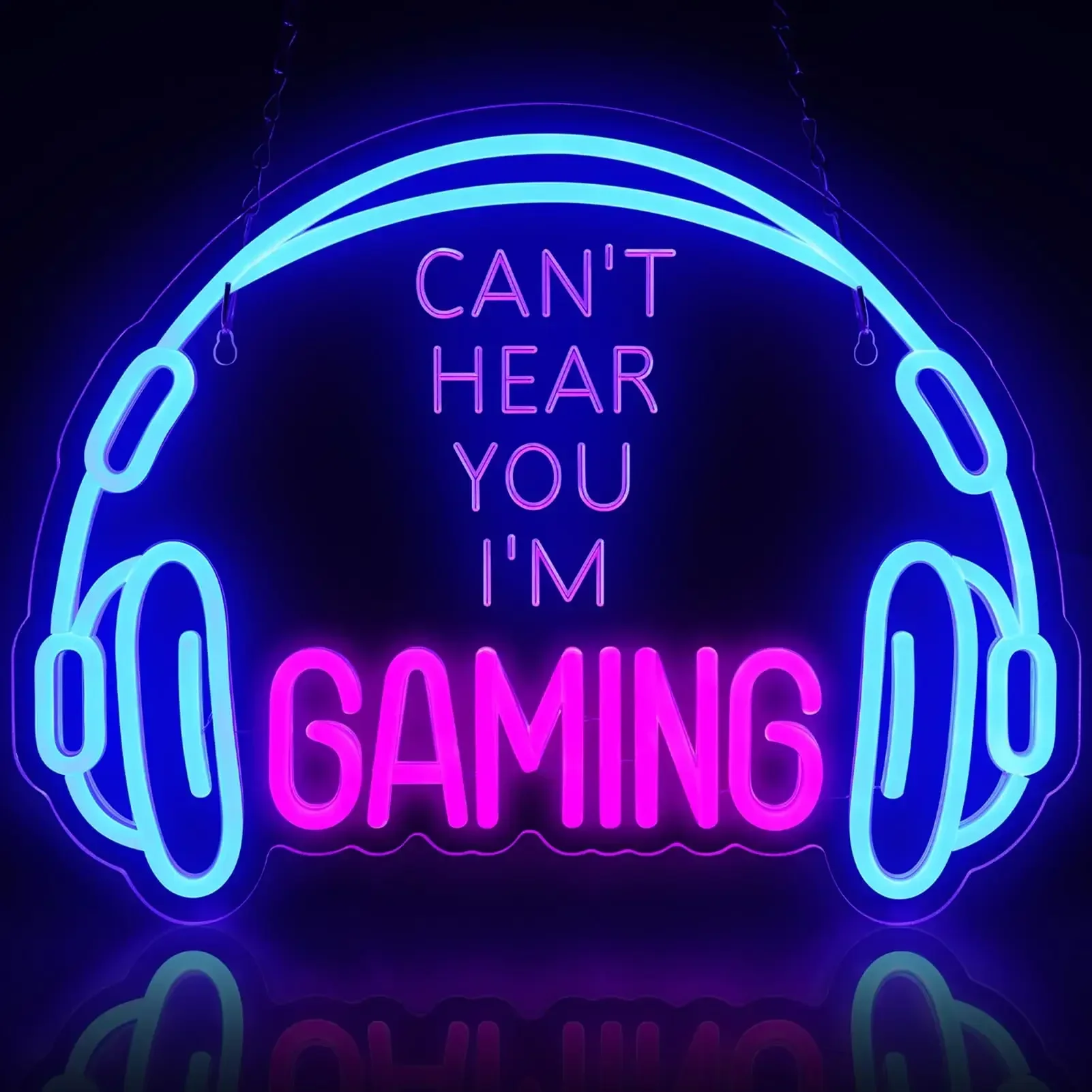 Gaming Headset Neon Sign Large Bright Dimmable LED Game Headphone Light USB Powered Lightup Signs Gamer Zone Wall Art Decor