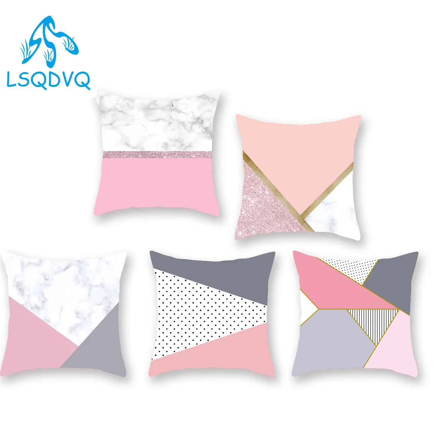 decorative throw pillows case cover pink color geometric rose cushion cover for sofa car home living room decoration 45x45cm