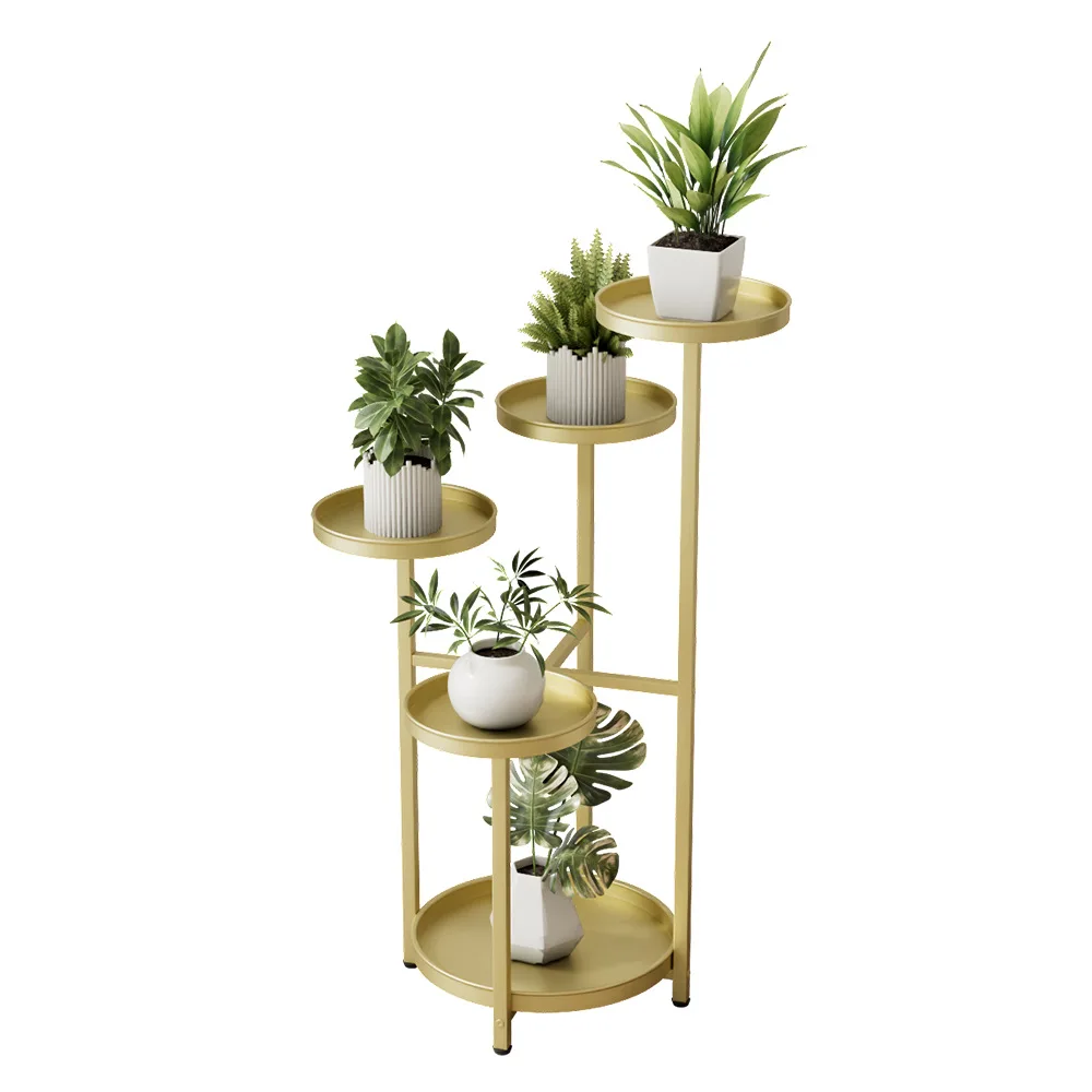 #Minimalist Design Non-Folding Floor-Standing Multi-Tier Wrought Iron Staggered-Step Flower Rack Living Room Balcony Storage