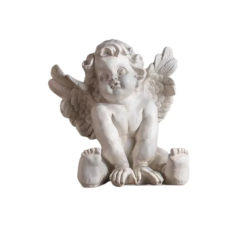 French retro fat angel creative resin sculpture, living room statue ornament Christmas blessing gift decoration