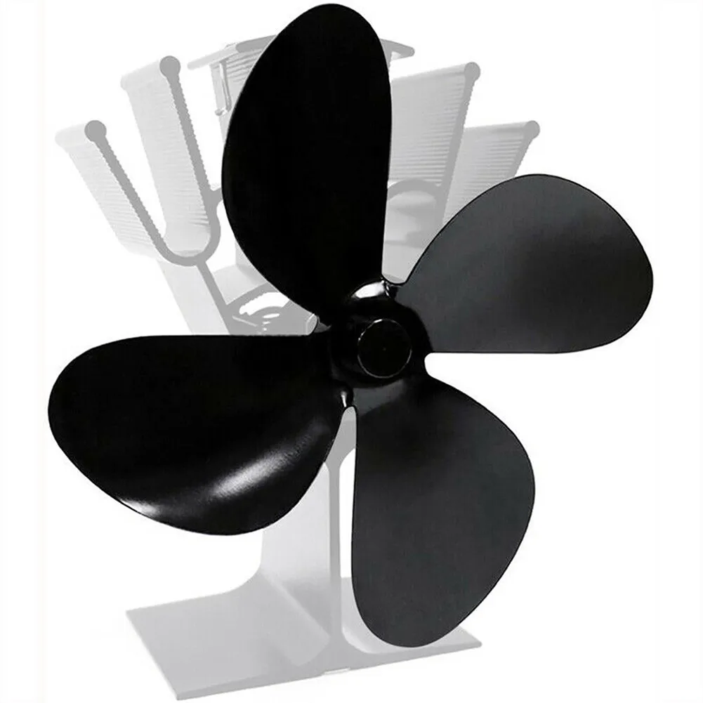 Fan Leaf Fan Blade Thuiskantoor 1 st 4 Blades Aluminium Hittebestendig Lichtgewicht Gereedschap Houtkachel Zwart Open haard Goud