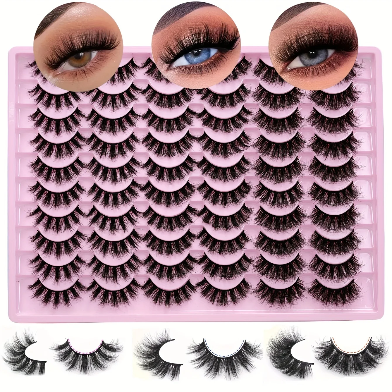 30 pairs of luxurious fluffy false eyelashes -3 5D cat eye effects - dense natural faux mink - low allergenicity, creating a per