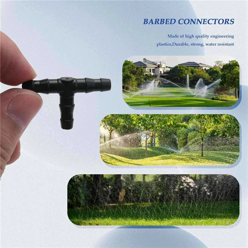 YWDZ-Drip Irrigation Barbed Connectors, Universal Barbed Tee Fittings 1000Pcs, Fits 1/4 Inch Drip Tubing (4/7Mm Tee Pipe)