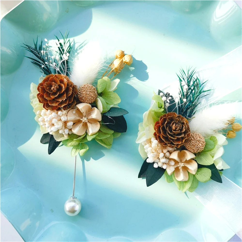 زهرة الورد الزفاف المعصم الصدار العروة للعريس الزفاف زوجين اكسسوارات الزفاف حفل زواج عيد الحب #3