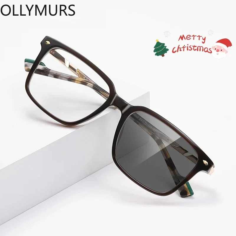 

KIZN простые классические геометрические квадратные мужские очки с защитой от синего света, фотохромные, настраиваемые, по рецепту LS223