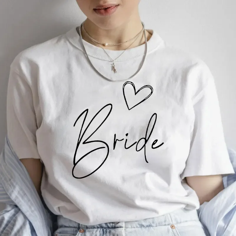 T-shirt Team Bride Bridesmaid Tees Friends Bachelorette Hen Party Streetwear Love Heart Graphic Tops Women Bridal Wedding Party