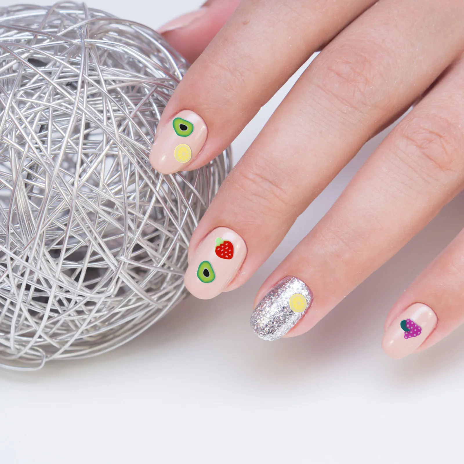 

Colorful Polymer Clay Fruit Slices 12 Grids Creative DIY Nail Art Decorations Charming 3D Nail Charms Accessories