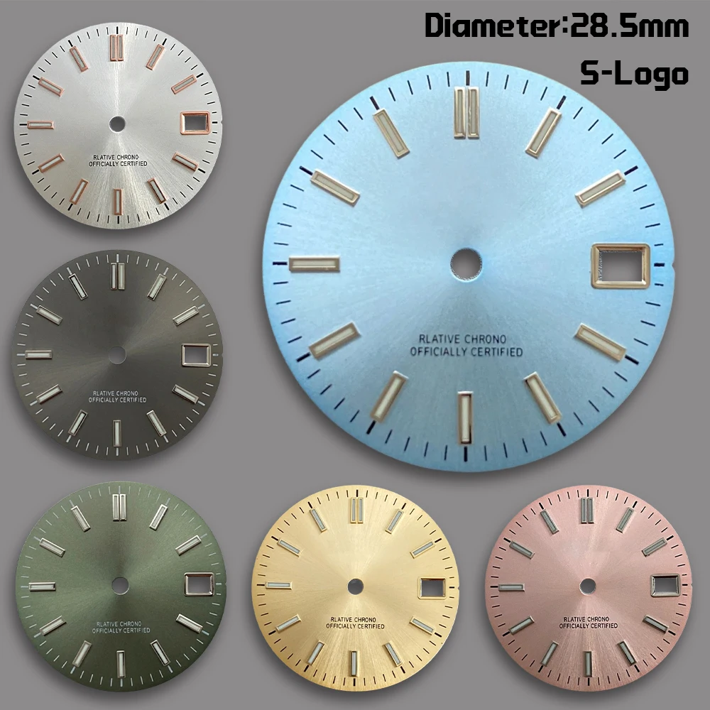 S Logo 28.5mm NH35 Dial sunray Dial Day just Suitable For NH35/NH36 Movement Fit 3/3.8 o'clock Crown Watch Accessories