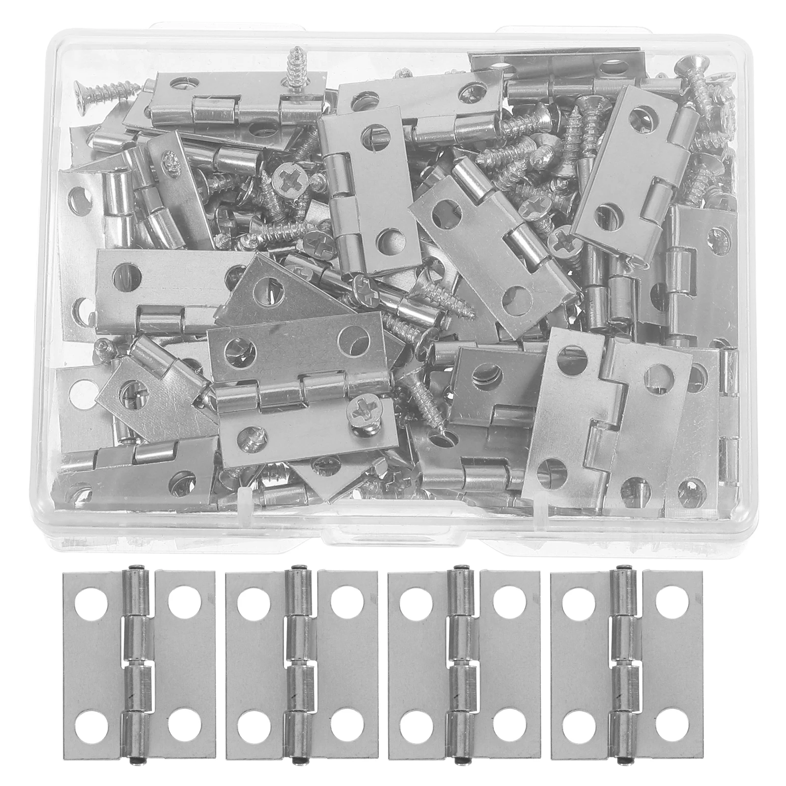 

50pcs Mini Hinges 19X15Mm Iron Hinges Set With 200 Screws For Diy Crafts Wooden Boxes Jewelry Cabinet Hardware Kit