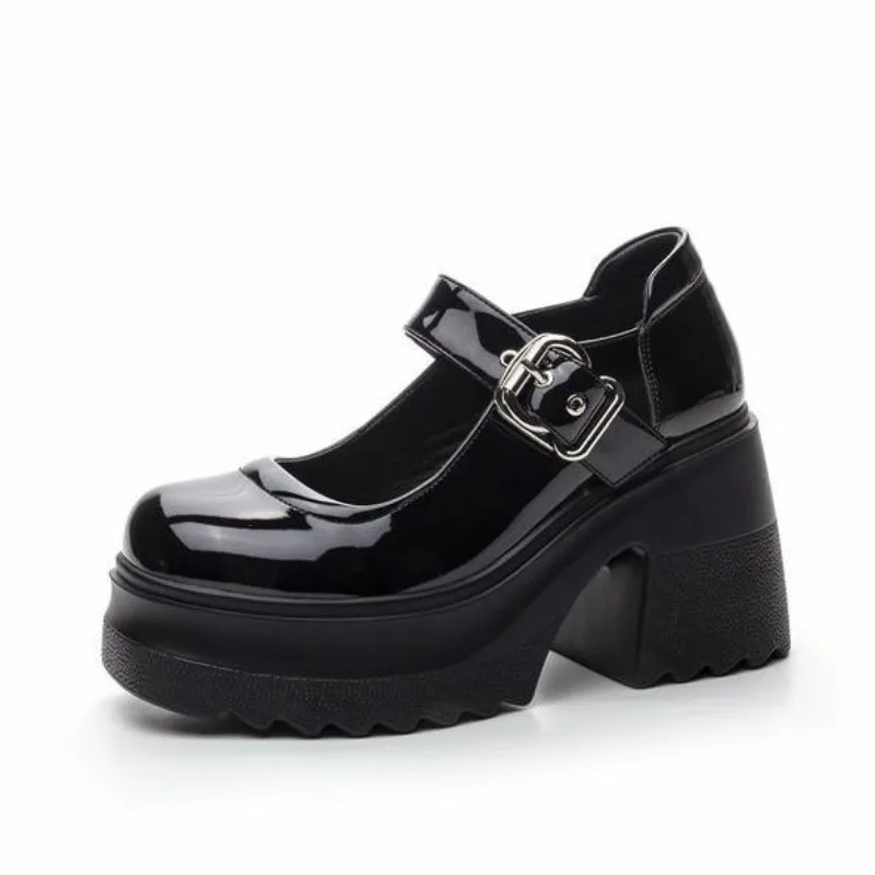 

Women's Lolita Shoes Genuine Leather 2025 New High Heels Mary Jane Female Platform Pumps School Girls