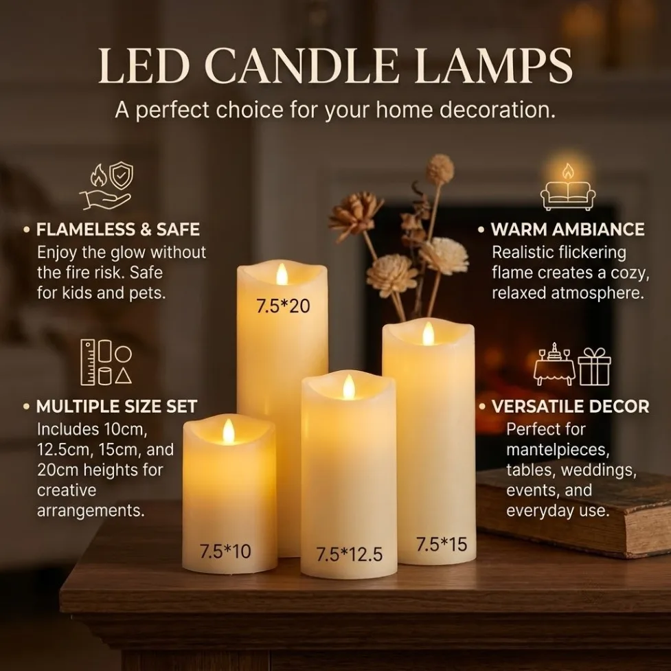 Battery Powered LED Candles Lamp Warm Light Flameless Flickering for Home Holiday Wedding Birthday Party DIY Atmosphere Decor