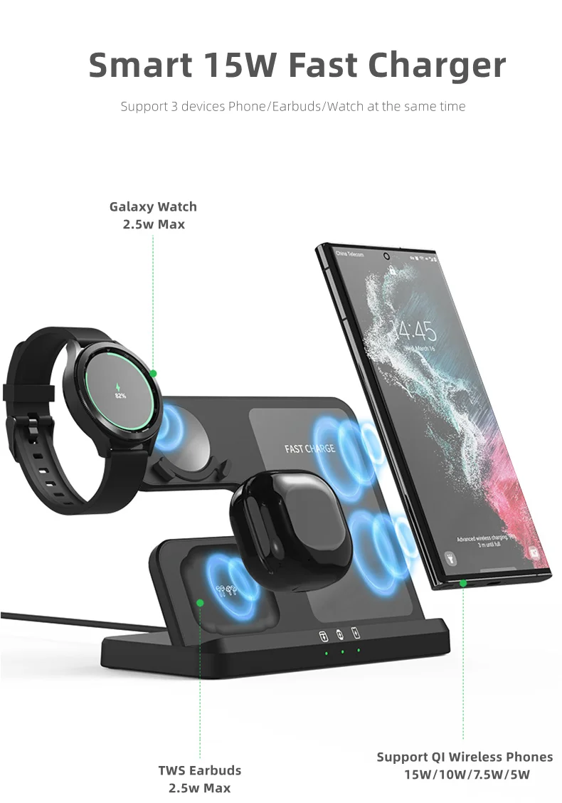 HaaYot 3-in-1 Kabelloses Ladegerät Ständer Schnellladestation Dock für Galaxy Fold 8 7 S26 S25 Ultra Galaxy Watch 9 8 7/Ultra 2 – Detail 2