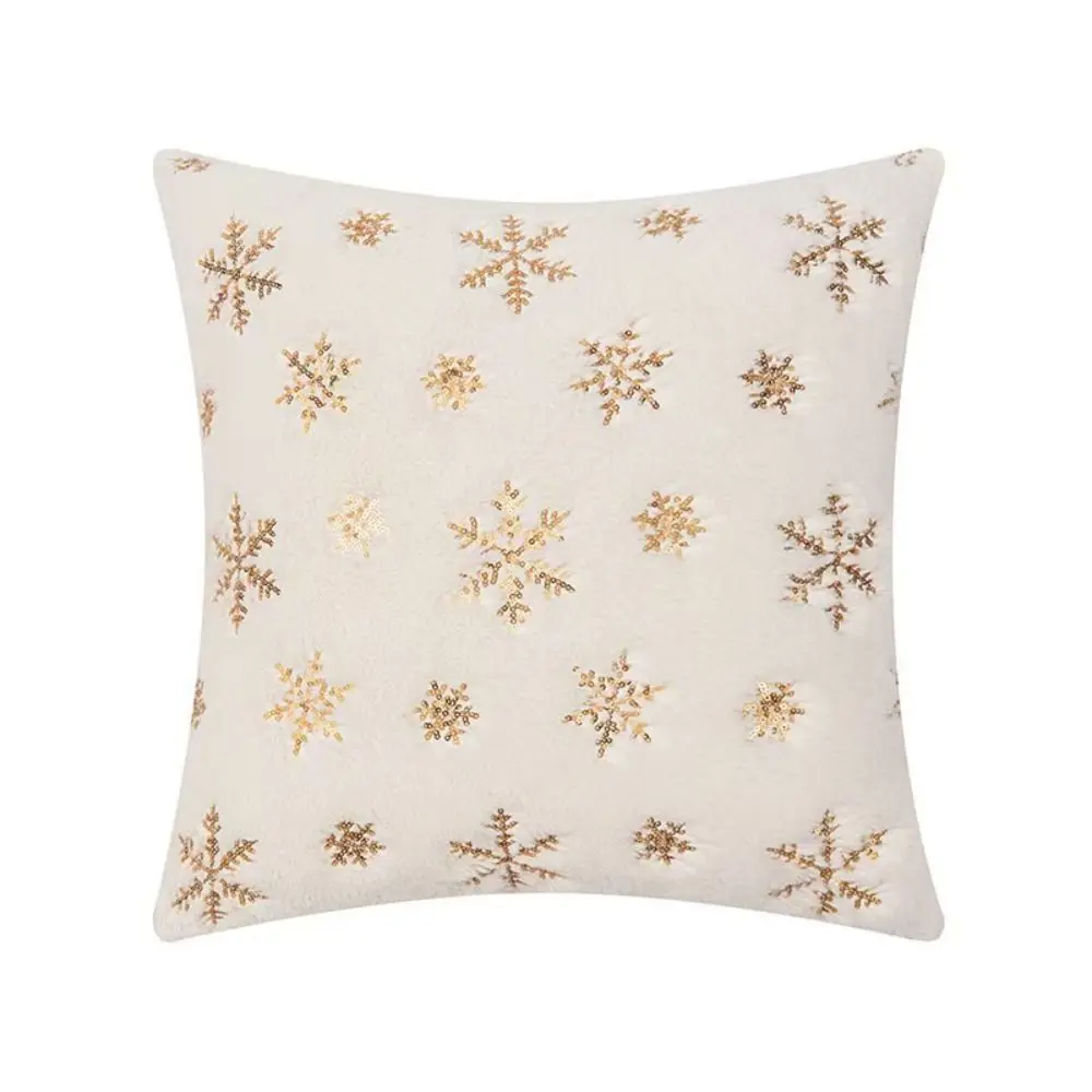 Christmas Pillow Cover Sequin Snowflake Soft Texture Snowflake Pillow Cover Festive Style Decorative Sequin Cushion Cover