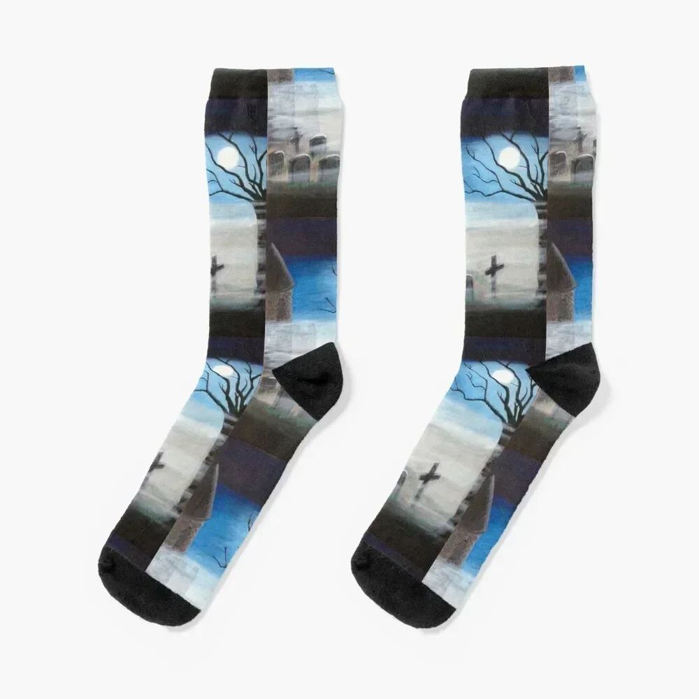 

Moonlit Graveyard Socks summer New year's new in's floor Socks Ladies Men's floral custom sports Soccer loose Mens Socks Women's