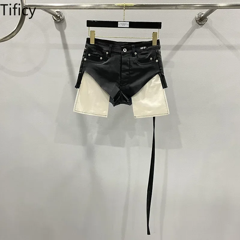 TIFICY Female Internet Celebrity Style Shorts Ultra Short Coating Denim Triangle Large Pocket Sexy Women's Short Pants Black