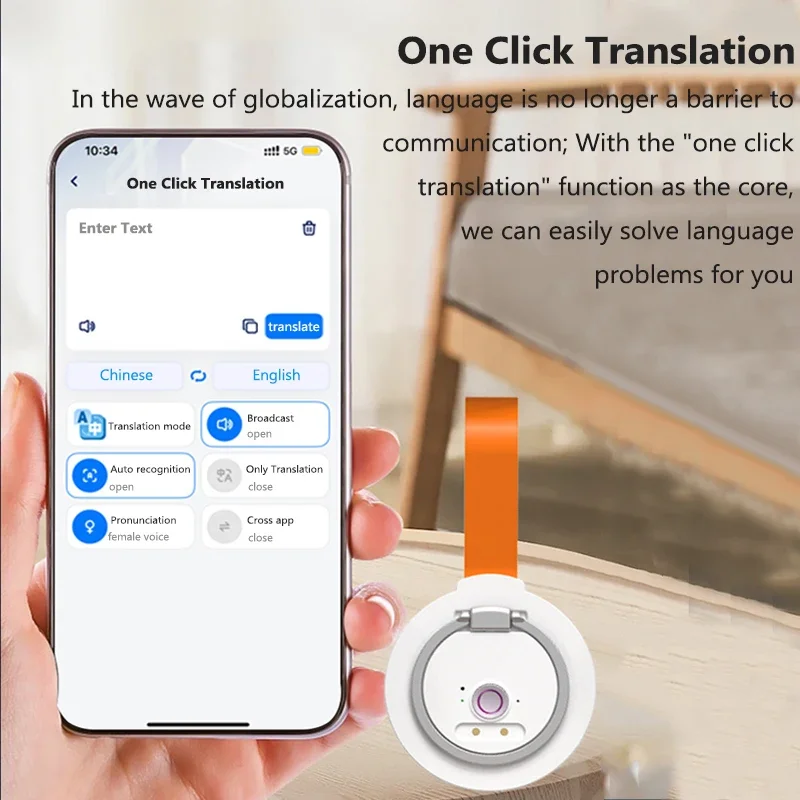 AI Translator Magnetic Bracket 130 Languages Simultaneous Interpretation Voice Call Photo Video Call Translator Meeting Minutes