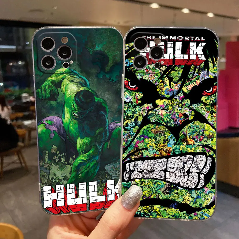 Marvel Hulk The Green Giant Clear Phone Case For iPhone 15 14 11 12 13 Pro Max Mini X XS XR 8 7 Plus Cover Soft Transparent Case