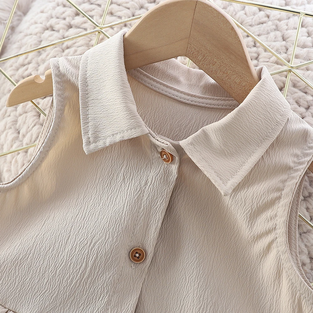 Humor Bear Mädchen Freizeitkleid Neue Mode Einfarbiges Hemdkragen-Strickjackenkleid Mädchen Vestidos – Detail 5