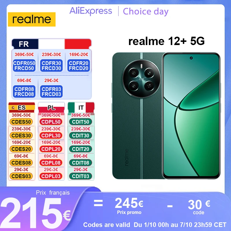 Global Version realme 12+ 5G 120Hz Ultra Smooth OLED Display 67W SUPERVOOC Charge MTK Dimensity 7050 5G realme 12 Plus 5G