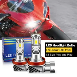 1/2Pcs Canbus H11 H8 H9 Motorcycle LED Headlight High/Low Bulbs Kit For Ducati 1098 1198 848 899 EVO 1199 Panigale R S White