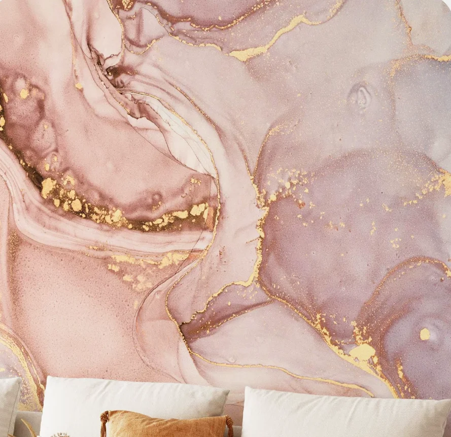 Gilded and dyed marble ink non-woven fabric wall cloth entrance background wall light luxury style custom wallpaper