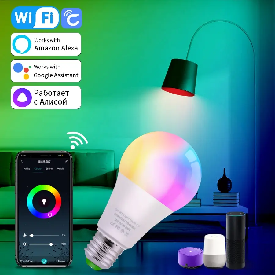 Cozylife WiFi Smart Bulb E27 Led Lights Bulbs RGB CW WW Smart Lamp Alexa Compatible With Google Home Alice Smart Home Decoration