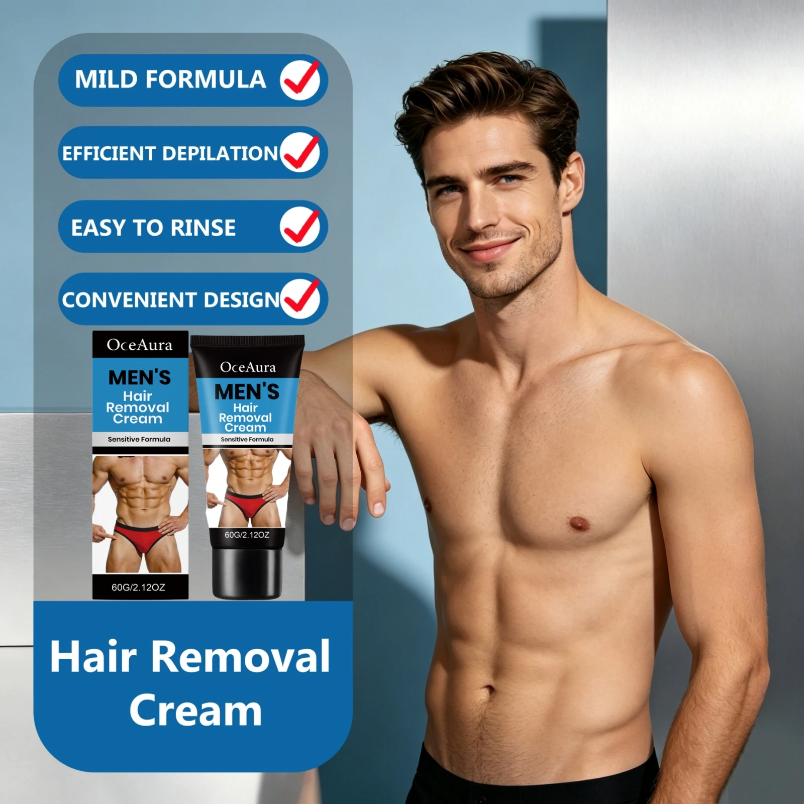 Men's Hair Removal Cream Sensitive Formula Gentle Remove Body Hair Fast Effective Intimate Areas Painless Men's Depilatory Cream