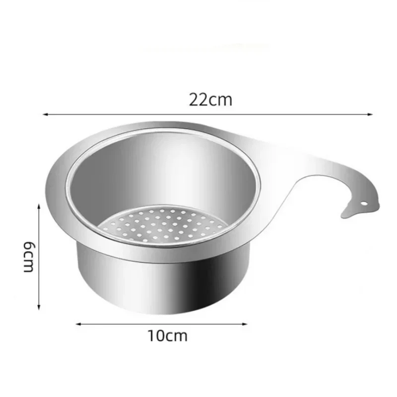 Space Saving Stainless Steel Strainer Basket Kitchen Sink Garbage Filter Swan Dry and Wet Separation Hook Drain Rack