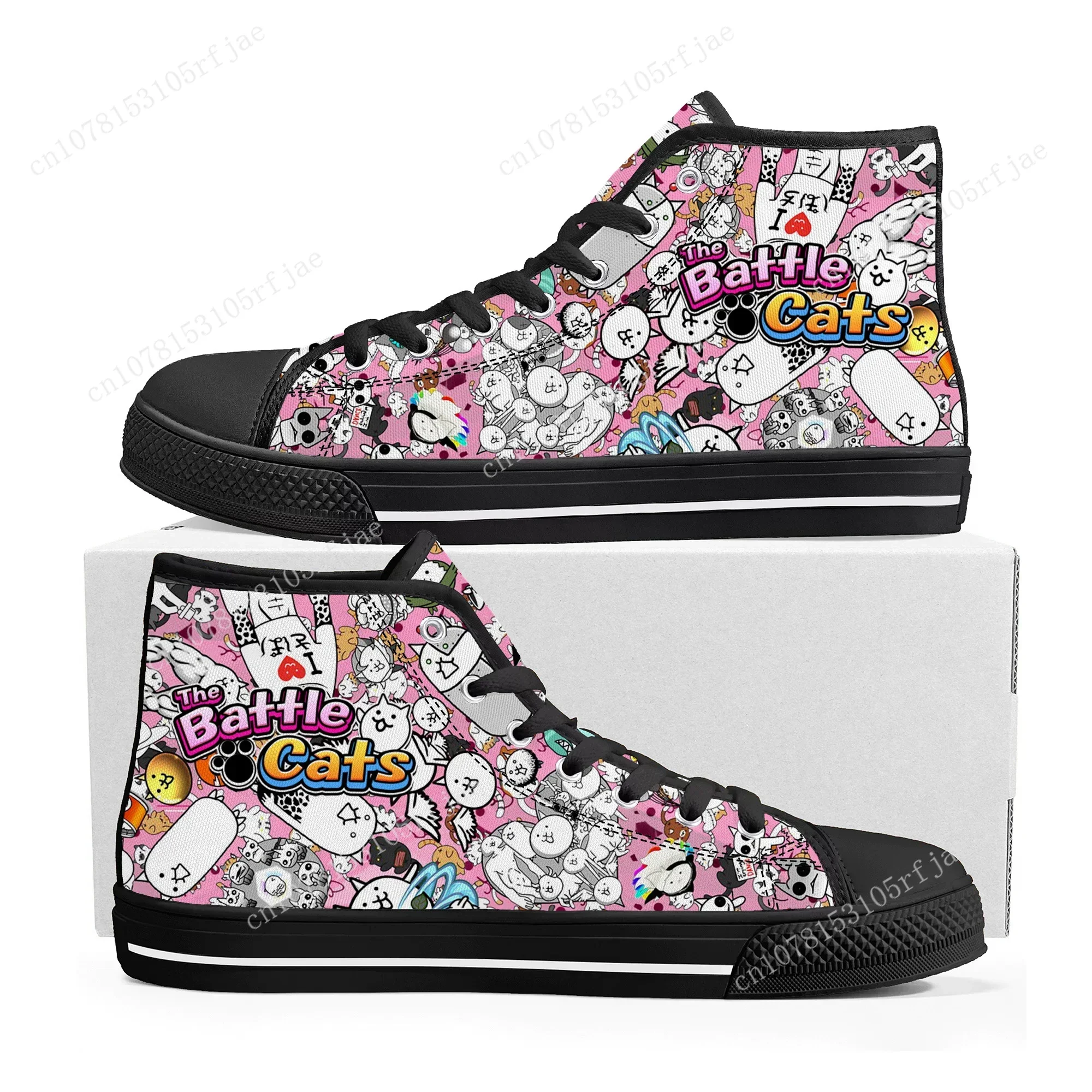 The Battle Cats High Top Sneakers Cartoon Game Men Women Teenager Fashion High Quality Canvas Sneaker Custom Built Couple Shoes
