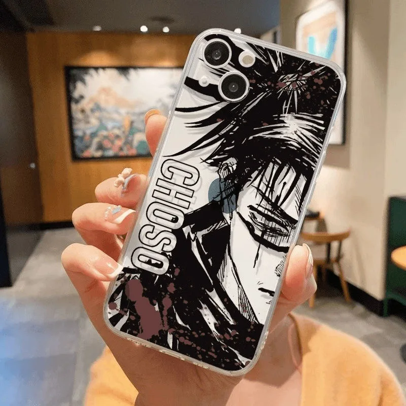 Anime Satoru Gojo Handyhülle für IPhone 16 15 14 13 12 11 Mini Pro Max X XR XS Max 7 8 Plus SE20 Transparente Abdeckung