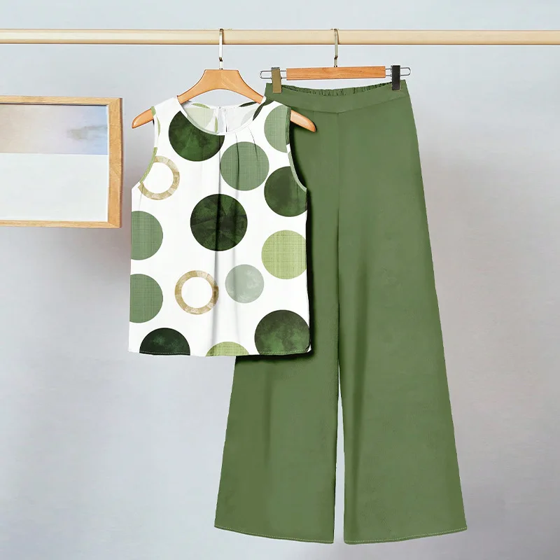 

Summer Casual Straight Leg Pants And Vest Two-Piece Set Small Vest Loose Fit Comfortable Lightweight Women's Sportswear