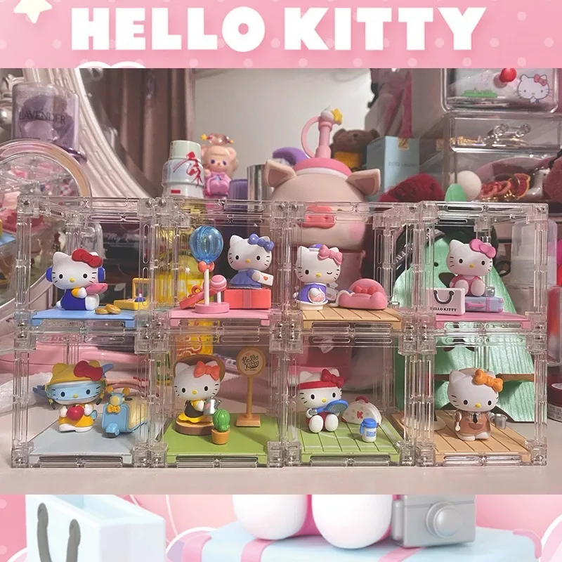 

Sanrio Hello Kitty Happy Moments слепая коробка милая фигурка Kawaii украшение стола изысканные подарки для девочек