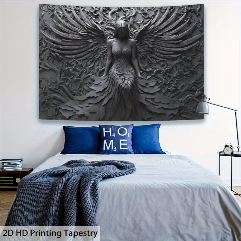 VIKAMA Minimalist Embossed Angel Print Tapestry, Ideal For Living Rooms, Bedrooms, Studies, And Office Walls Home Decoration