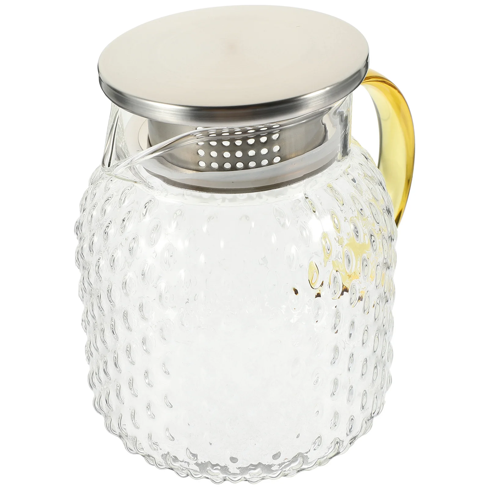 

Cold Water Pitcher Large Capacity Glass Teapot Stainless Steel Spout Drip Proof Clear Juice Kettle for Kitchen Home