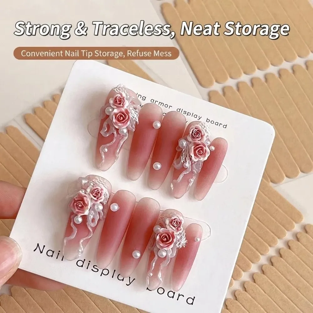 60/66Pcs Transparent Adhesive Nail Glue Stickers Double Sided Design Practice Nail Art Tape Reel False Nails Display Acrylic