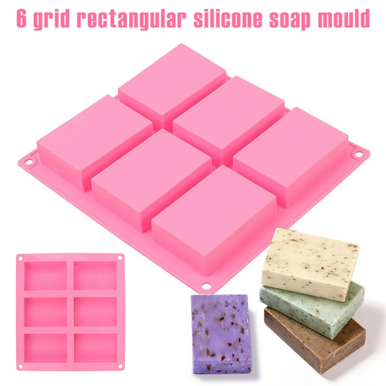 New 6 Grid Silicone Soap Molds DIY Handmade Easy To Use Soap Moulds for Baking, Biscuit Chocolate Mold Tools for DIY Soap