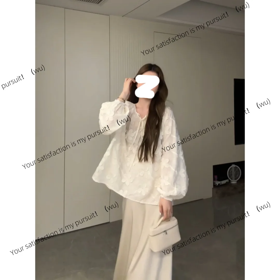 

ZOCI-корейская версия модной одежды, универсальная свободная рубашка с объемным цветочным темпераментом и юбкой