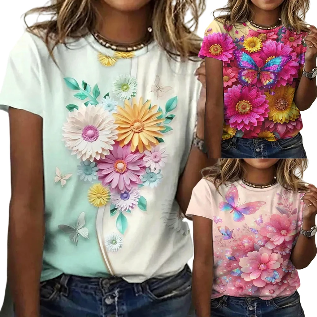 

Новая мода дышащая удобная домашняя футболка с 3D принтом бабочки женская уличная пляжная вечеринка для отдыха футболка с круглым вырезом и короткими рукавами