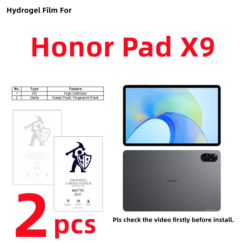 

2pcs Matte Hydrogel Film For Honor Pad X9 HD Screen Protector For Honor Pad X9 Clear/Frosted Protective Film
