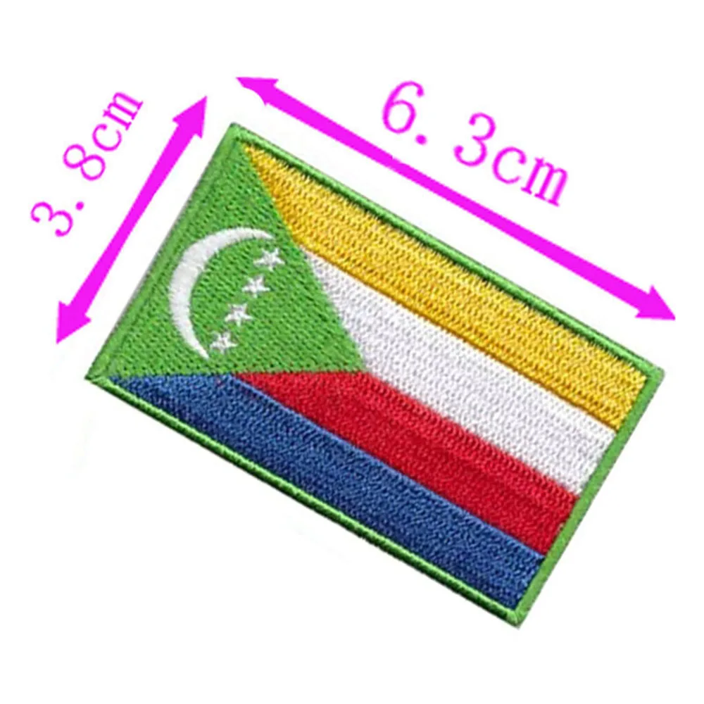 1pc Union Of Comoros Country Flag Embroidery Patch 6.3cm Wide High Quality Iron On Sew On Backing/Hand Craft/Applique/Hot Cut